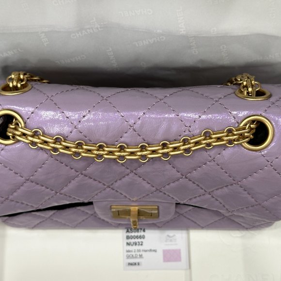 CHANEL 24P LAVENDER CALFSKIN MINI REISSUE 2.55 BAG GOLD HW - Picture 8 of 15